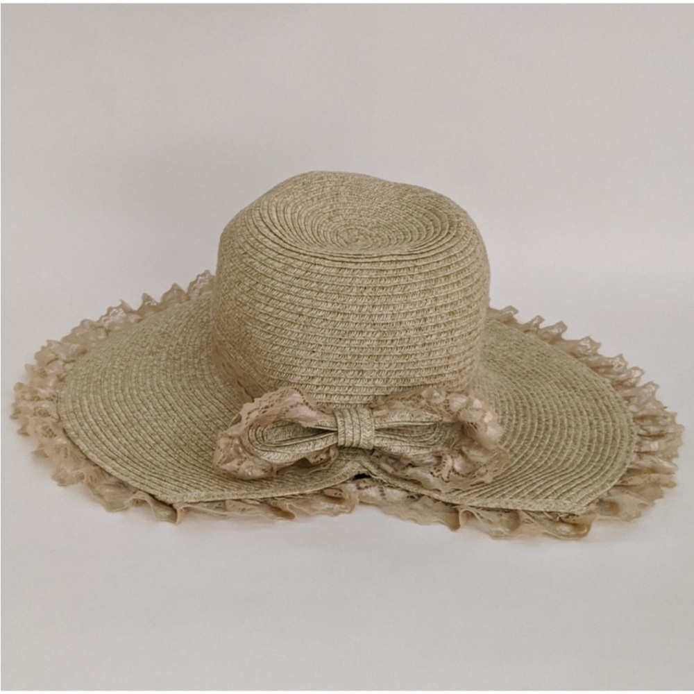 Elegant Beige Sun Hat with Bow